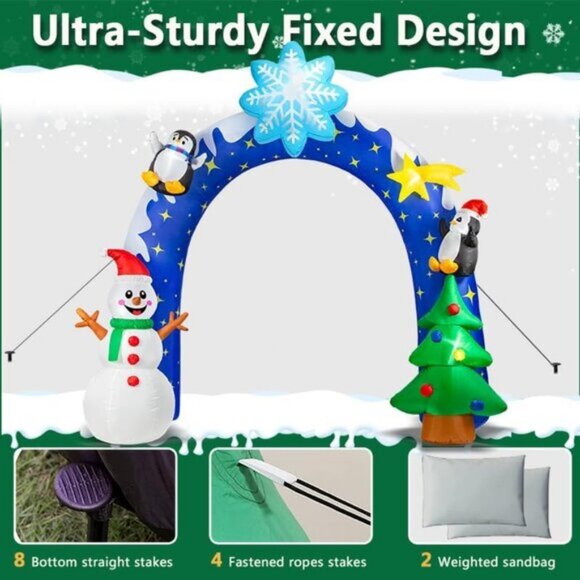 🆕10FT Christmas Inflatables Winter Snowman Arch LED Yard Outdoor Decorations - Picture 7 of 8